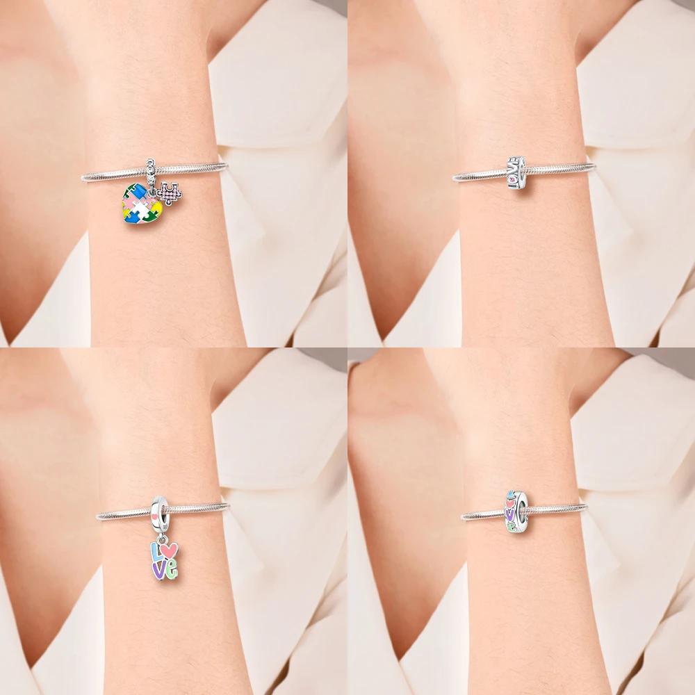 Pink Zircon Love copper Bead Charms Charm Bead Charms Compatible With Bracelets Women Jewellery Diy Anniversary Gift Delicate Accessories Bag Charm