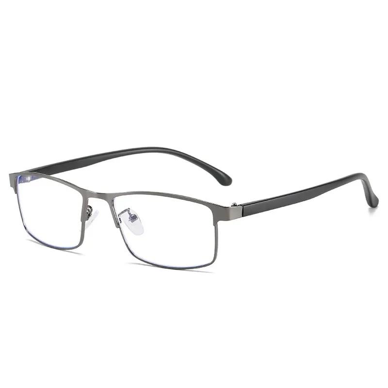 Business Men Women Anti-Blue Light Myopia Glasses Finished Metal Square Prescription Eyeglasses Diopter 0 -0.5 To -6.0