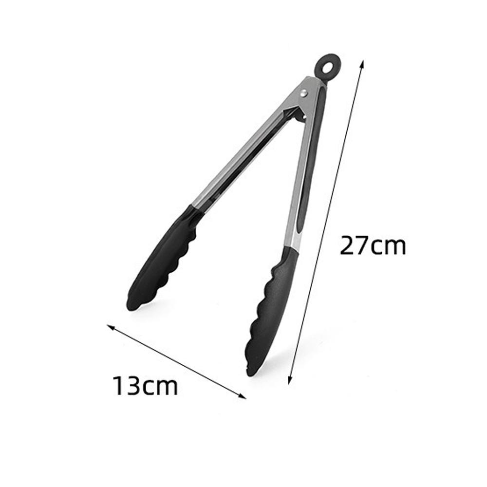 9-дюймовый черный стальной силиконовый пищевой зажим с силиконовыми резиновыми ручками