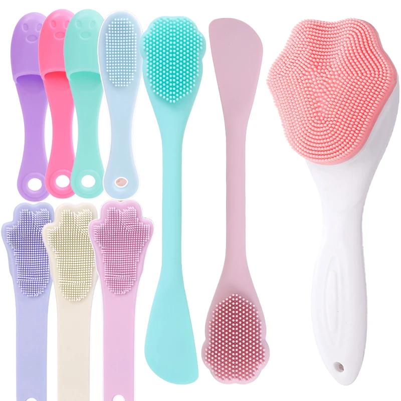 Soft Silicone Facial Cleansing Brush 2 In 1 Silicone Face Mask Brush & Face Scrubber For Exfoliating Massaging Remove Blackhead