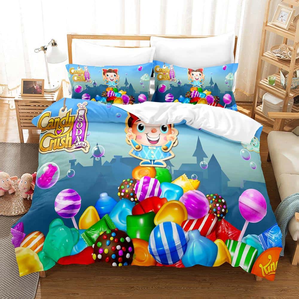 Игровой Постельный Набор Candy Crush Soda Saga Односпальный Полуторный Двуспальный Кинг-сайз Постельный Набор Взрослый Детский Спальня Комплекты Пододеяльников Домашний Текстиль