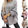 Women Sweater O-Neck 3/4 Sleeve Cloak Style Pullover Tops Solid Color Loose Fit Elastic Breathable Knitting Tops