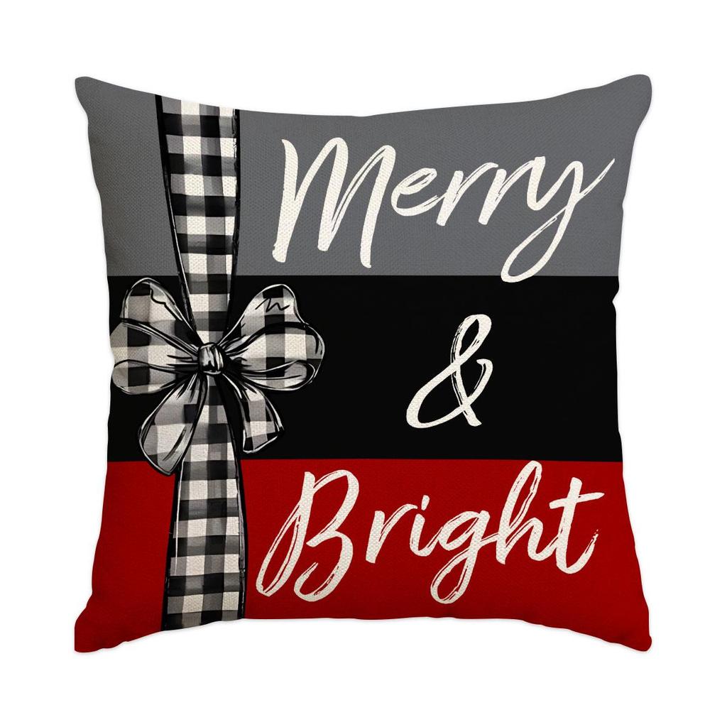 Горячая распродажа Рождественская наволочка из искусственного льна с принтом елки и снеговика - Праздничная декоративная наволочка для диванной подушки