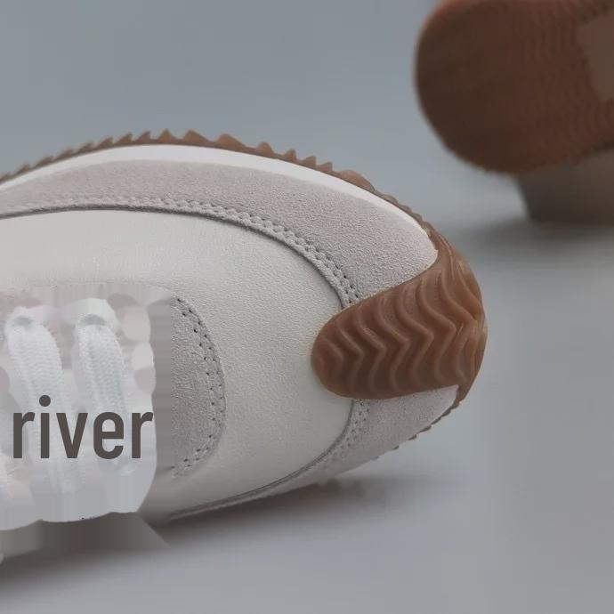 Retro German Thick-Soled Sports Casual Shoes with New Color Lace-Up Design - Genuine Leather Forrest Gump Style White Sneakers