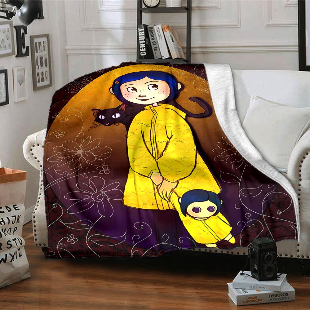 1pc Coraline (5) Blanket, Gift, for Men and Women, Soft Blanket, Good for Sofa Bed Couch Travel, Lightweight Flannel Blanket
