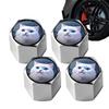 Car Tire Valve Stem Cap, Air Cap Cover, Cat Pattern Metal Air Valve Cap