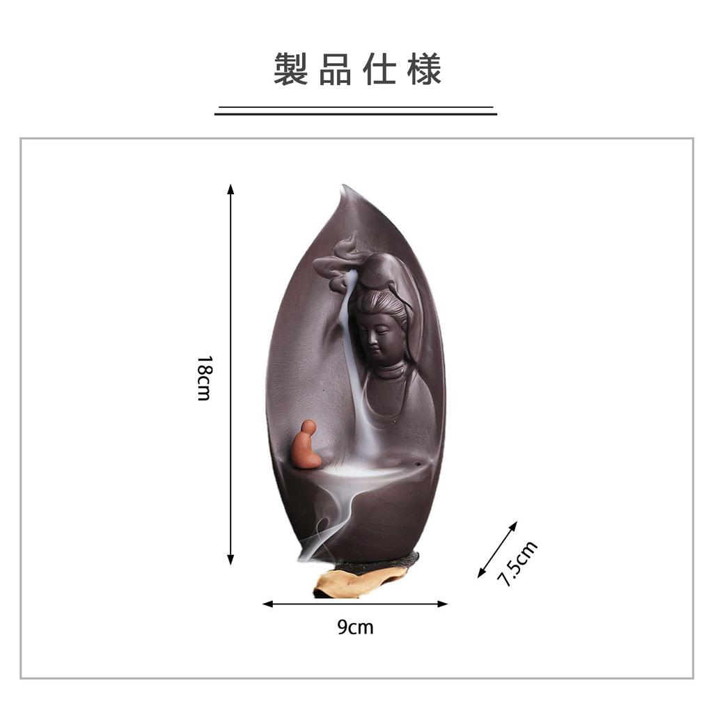 MARAYAN Creative Avalokitesvara Backflow Tower Incense Cone Incense Stick Holder Ceramic Incense Burner Home Decor Teahouse