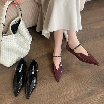 Мода Bailamos 2025 Новые Женские Балетки Мода Острый Носок Слипоны Женские Элегантные Туфли Мэри Джейн Мягкий Плоский Каблук Уличные Туфли для Платья