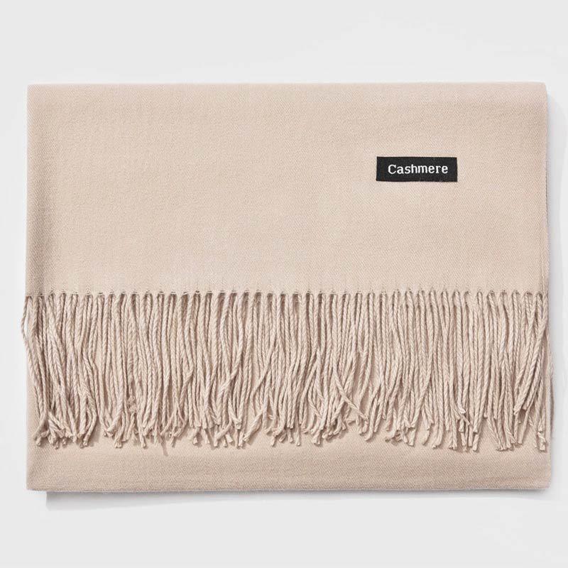 Women Men Pure Color Pashmina Wool Cashmere Scarf Shawl Unisex Accessories