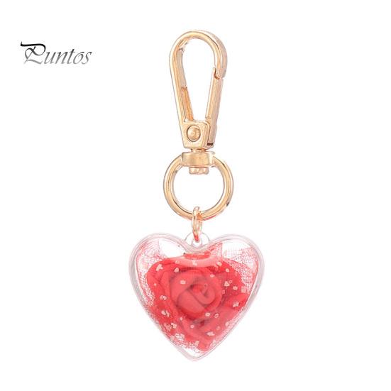 Брелок-подвеска, декор в форме розы, в форме сердца, вечный цветок, зажим из нержавеющей стали, украшение для сумки, кулон, брелок, кулон