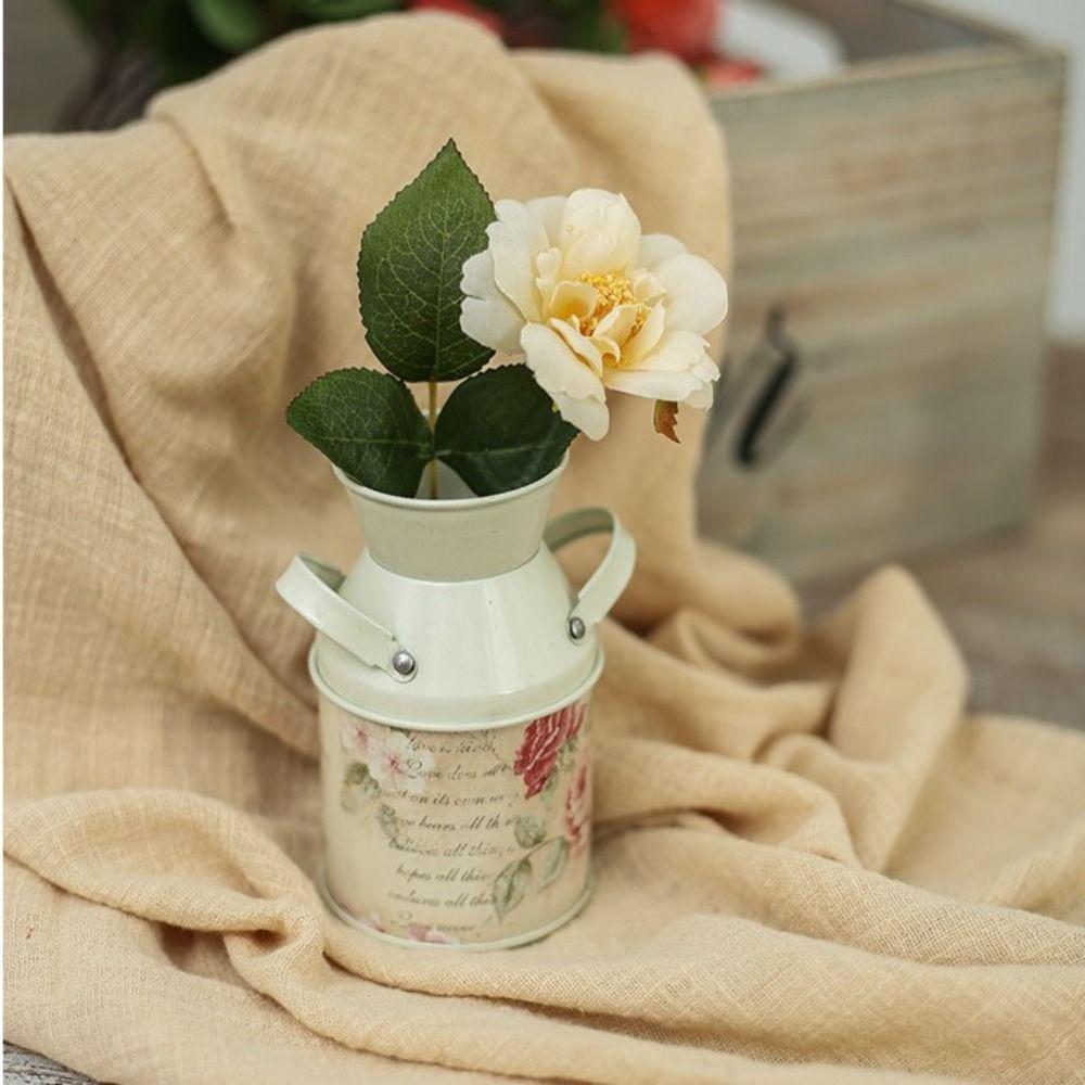 Nordic Metal Flower Vase Small Iron Jar Container Durable Vase Bucket Office