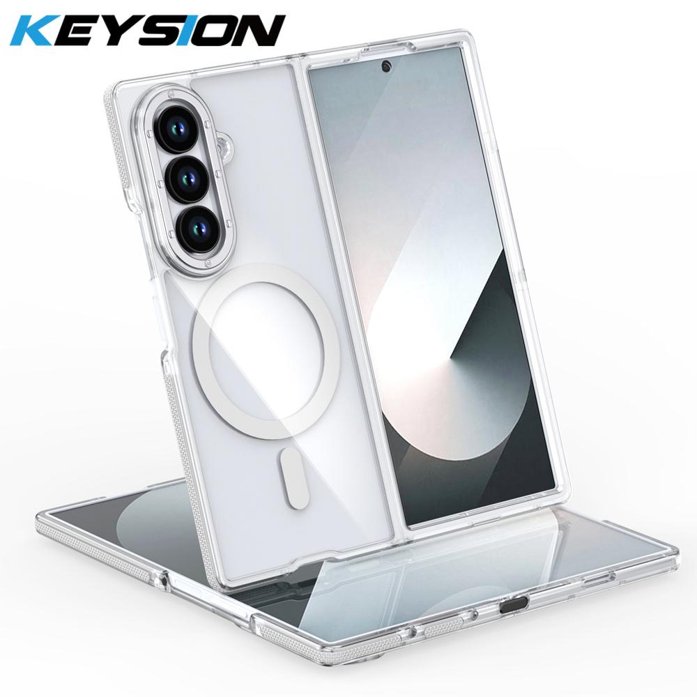 KEYSION Прозрачный магнитный чехол для MagSafe для Samsung Z Fold 7 6 5G Прозрачная противоударная задняя крышка для телефона для Galaxy Z Fold 6 7