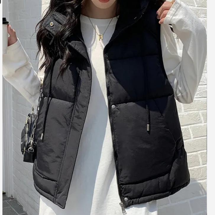 Утепленная жилетка, пуховая хлопковая жилетка, осенне-зимняя мода, омолаживающая, с капюшоном