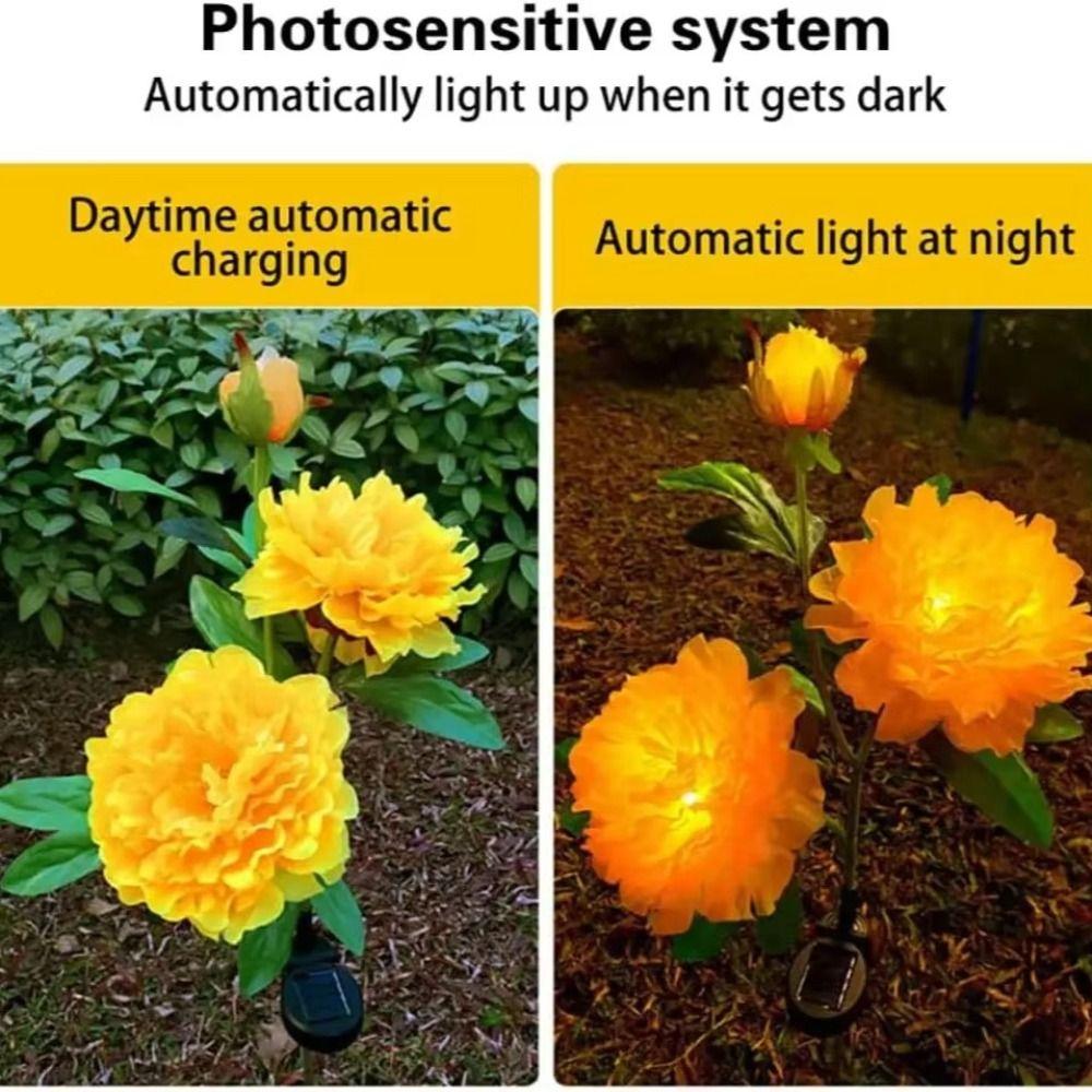 Solar Powered Solar Garden Lights LED Peony Lamp Solar Path Lights Waterproof Auto On/Off LED Solar Light Yard Decoration