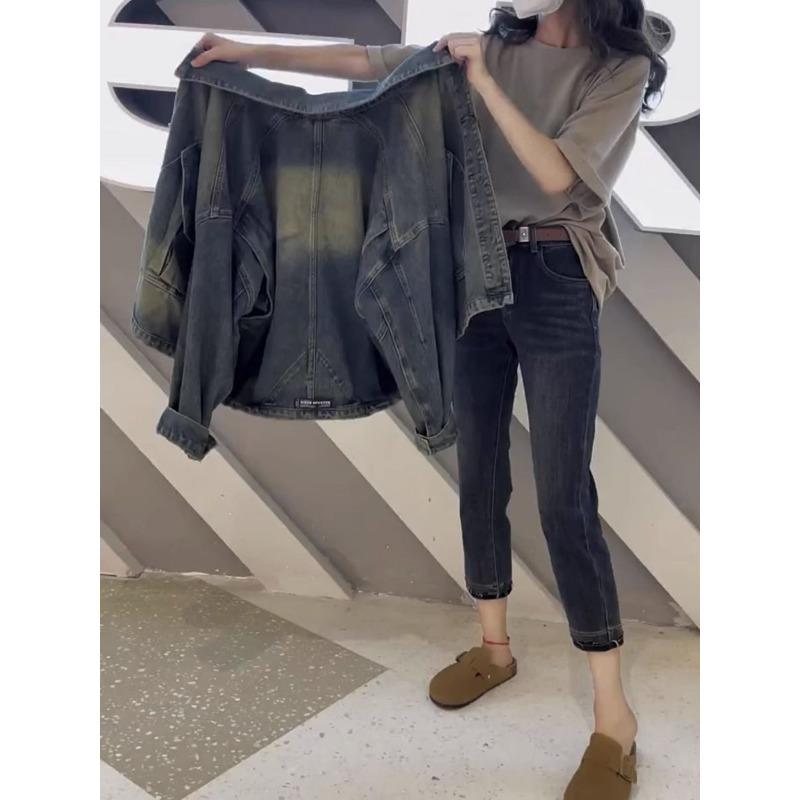 Loose Fit Denim Jacket for Women, Classic Autumn Regular All-match Lady's Casual Loose Long Sleeve Jacket Top