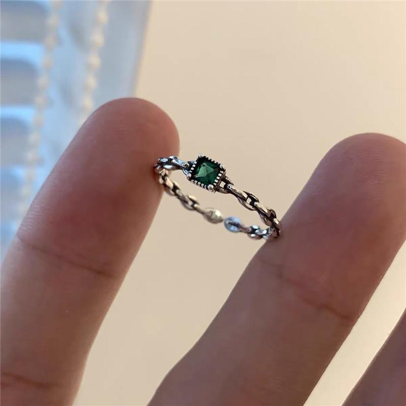 Элегантное маленькое квадратное кольцо для женщин, маленькие зеленые обручальные кольца с цирконом, свадебные украшения, подарок на помолвку
