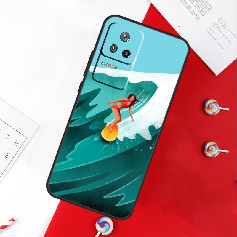 Чехол для Xiaomi 14 Ultra 15 13 11T 12T 13T 14T Pro POCO X7 Pro X3 X5 X6 M6 F5 F6 Pro с рисунком Сабборд Серфинг Девушка на серфе