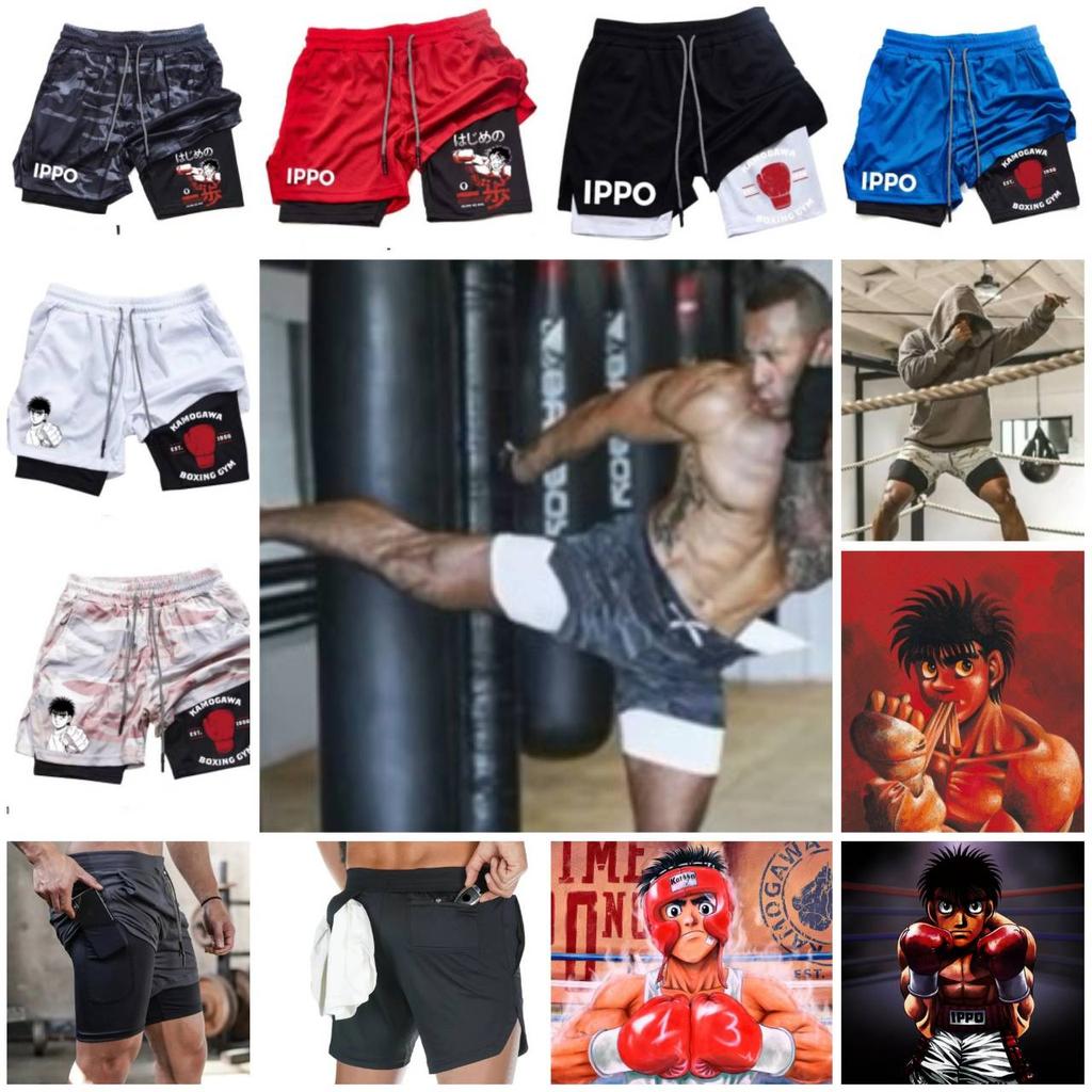 Anime IPPO Muay Thai Kick Boxing UFC MMA Mixed Marcial Art Shorts Anime Men Women Unisex Double Layer Quick Dry Breathable Sport Gym Fitness Workout