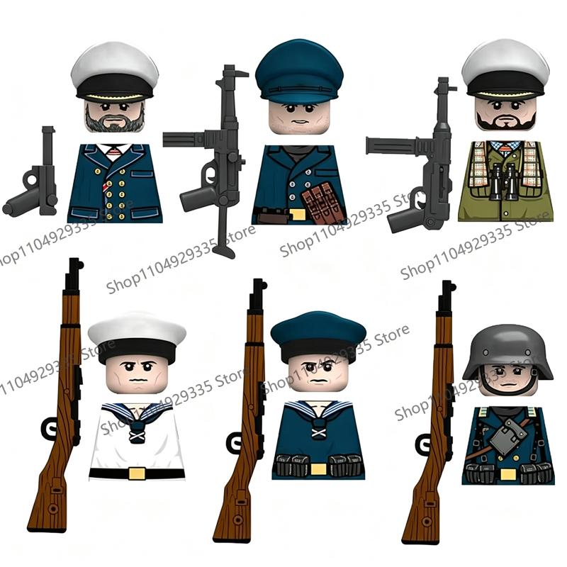 N417-422 MOC Military Soldiers Figures Building Blocks US Army Cavalry Artillery Guards Officer Accessories Guns Bricks Toys Boy