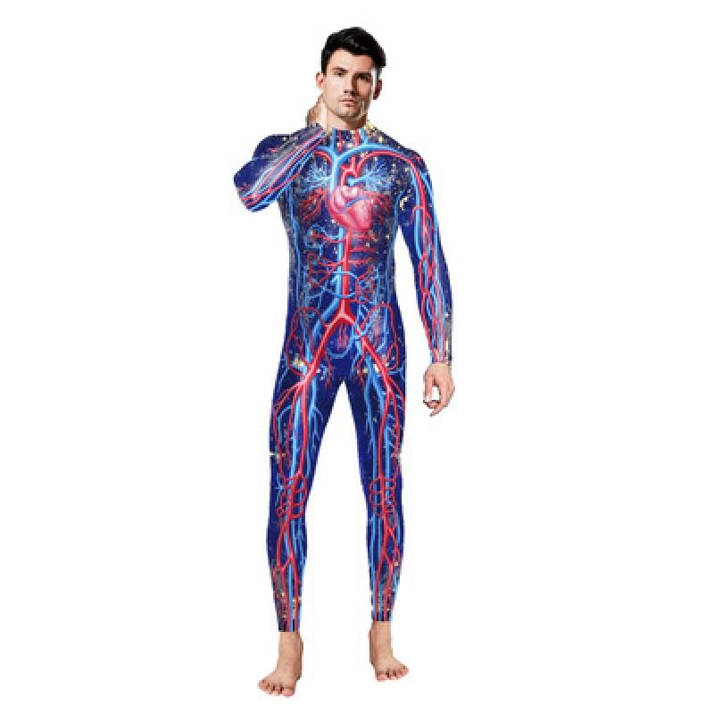 Adult 3D Skeleton Print Jumpsuit Halloween Cosplay Costume Party
