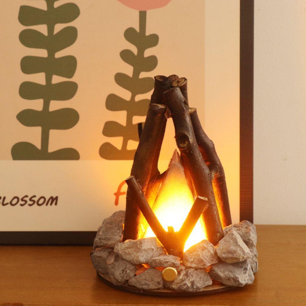 3D Эффект Пламени Светодиодный Ночник Костер Форма Ветки Светящийся Горящий Костер Декор Airbnb