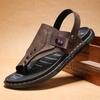Модные Модные Кожаные Тапочки для Мужчин Роскошные Кожаные Сандалии Летняя Повседневная Обувь из Кожи Слипоны Мужские Ультрамягкие Однотонные Шлепанцы из Коровьей Кожи