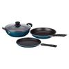 Aluminium – 3 Pcs Non Stick Cookware Sets, Tawa 25 Cm, Kadhai 24 Cm with Glass Lid, Fry Pan 24 Cm