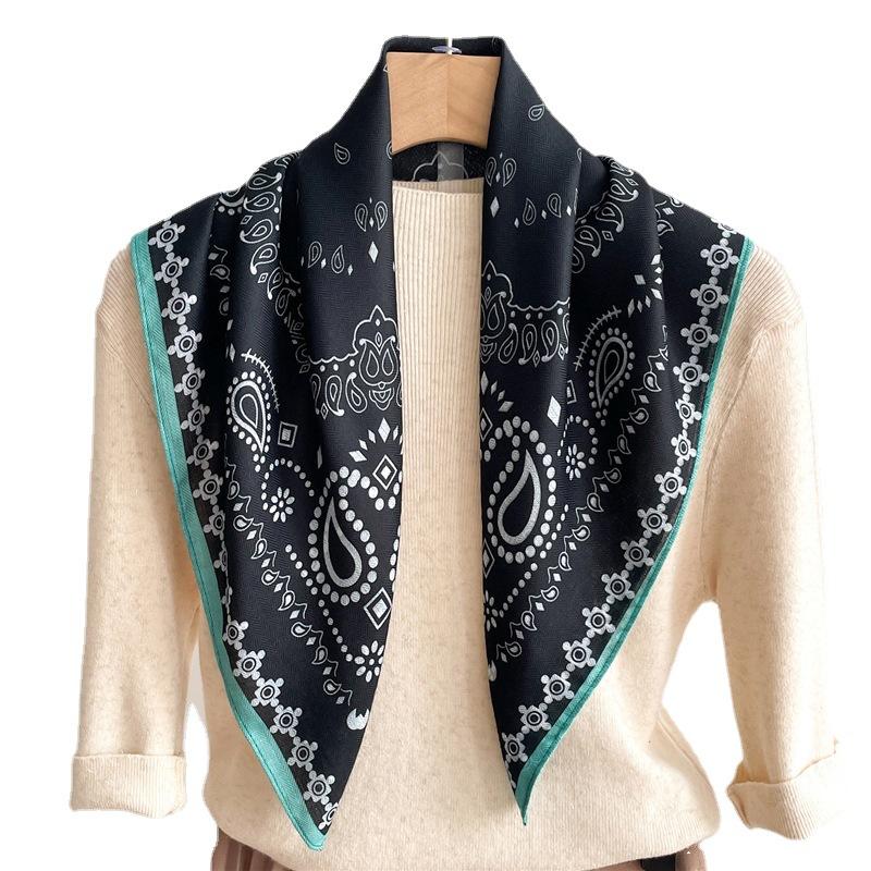 Paisley Herringbone Pattern Cotton And Linen Small Square Scarf Silk Scarf Imitation Velvet Headscarf Shawl Scarf Scarf Women