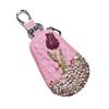 Flower Flower Remote Key Bag Leather Crystal  Keychains Key Cover  Car Accessories