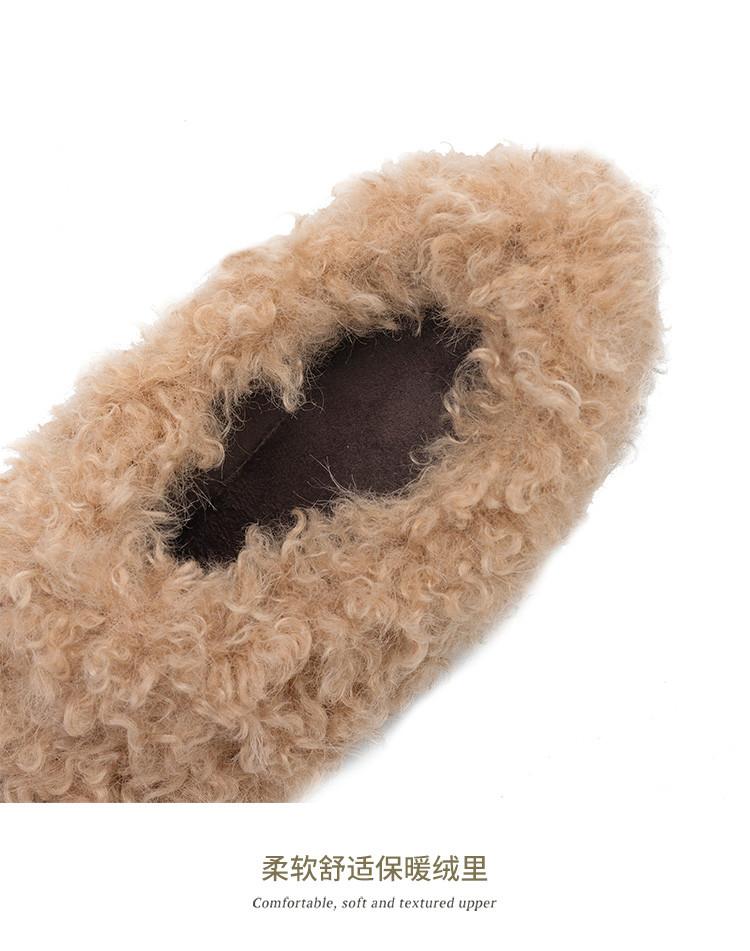 Adding Velvet Warmth 2026 Spring Square Head British Style Skinny Hairy Shoes for Women's Versatile Commuting Enjoyment Shoes