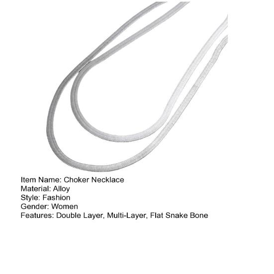 Женское колье-колье, многослойное плоское ожерелье со змеиной костью, регулируемая удлиненная цепочка-колье, ожерелье, ювелирные аксессуары