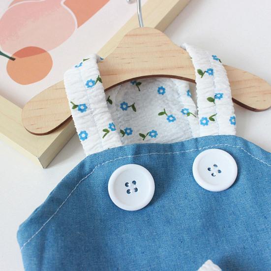 Летнее джинсовое платье для домашних животных с бантом и пуговицами с цветочным узором, мягкое платье с лямкой на шее для собак и кошек для йорков, померанских шпицев, ши-тцу, мальтийских болонок и пуделей