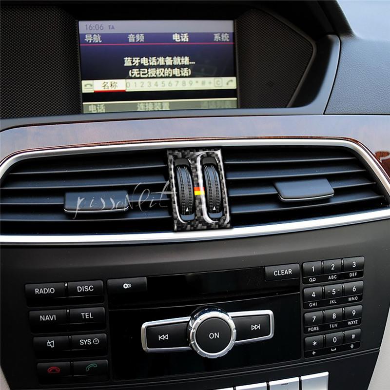 Аксессуары для салона автомобиля Наклейки на ручку воздуховода из углеродного волокна для автомобиля Mercedes W204 C CLASS 2011 2012 2013 Наклейки для стайлинга автомобилей