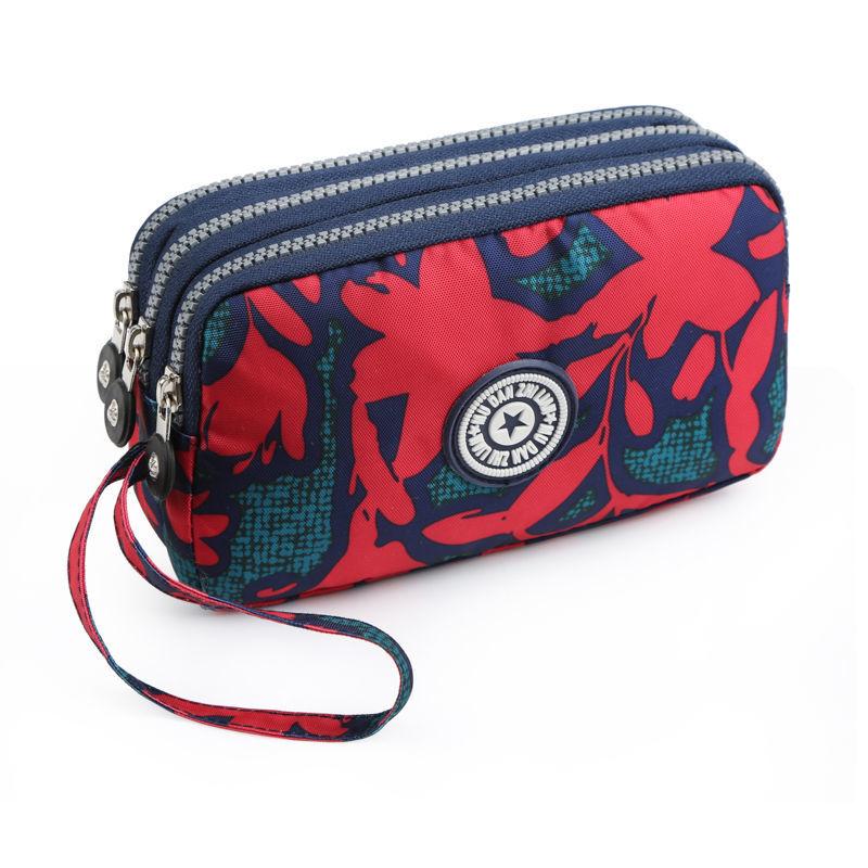 2023 Waterproof Women's Three-layer Zipper Coin Wallet Cosmetic Bag Canvas Women Purse Clutch Women's Purse Best Phone Wallet