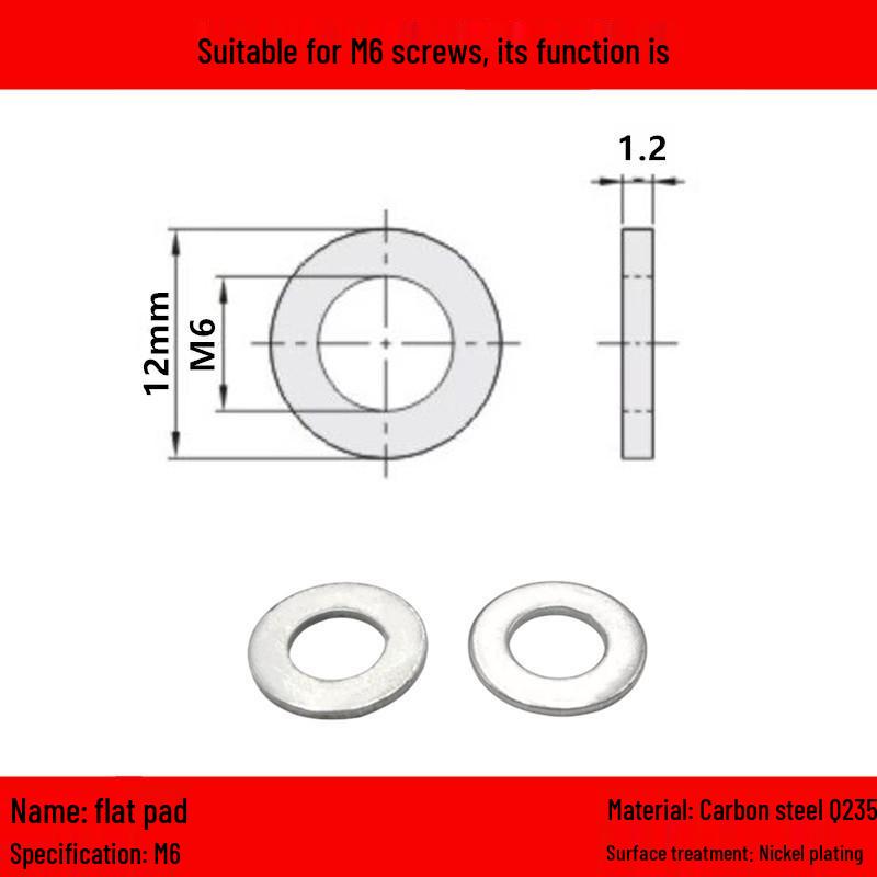 Galvanized/Stainless Steel Flat Washer Spacer - Sizes: M3, M4, M5, M6, M8, M10, M12