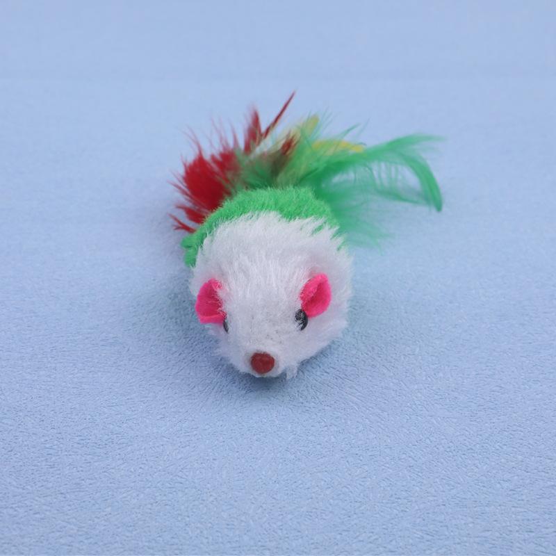 Cat Toy Plush Little Mouse Cat Self-satisfied and Resistant To Scratching and Biting Simulated Mouse Colorful Feathers