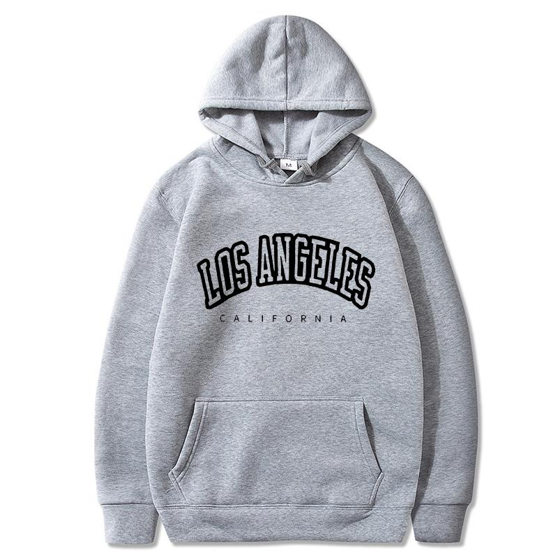 Women Pocket Long Sleeve Oversize Losangeles Printing Women Sweatshirt Autumn Winter Loose High Quality Hoodie Letter Hooded