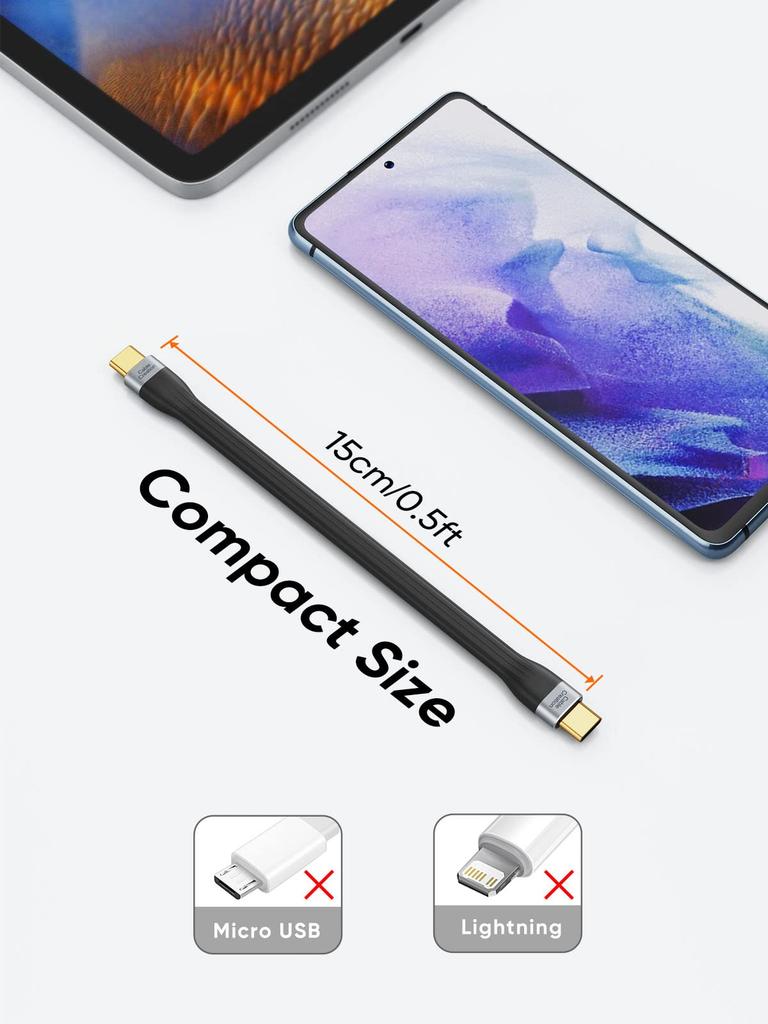 Short USB Type C CableCreation USB Type C Short USB C Fast Charging Compatible with MacBook iPad Chromebook Galaxy and Steam Compatible with Type C