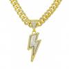 Lightning Full Diamond Cuban Chain, European and American Hip-hop Style Personality Trend Diamond-encrusted Pendant Necklace
