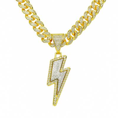 Кубинская цепочка Lightning Full Diamond, европейский и американский стиль хип-хопа, индивидуальное ожерелье с бриллиантовой инкрустацией