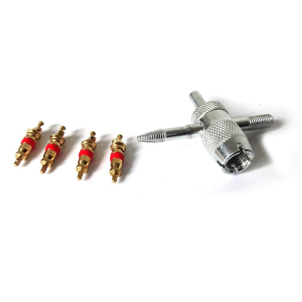 Автомобиль, грузовик, велосипед, 4-ходовой инструмент для ремонта шин, аксессуар для шин с 4 сердечниками клапана