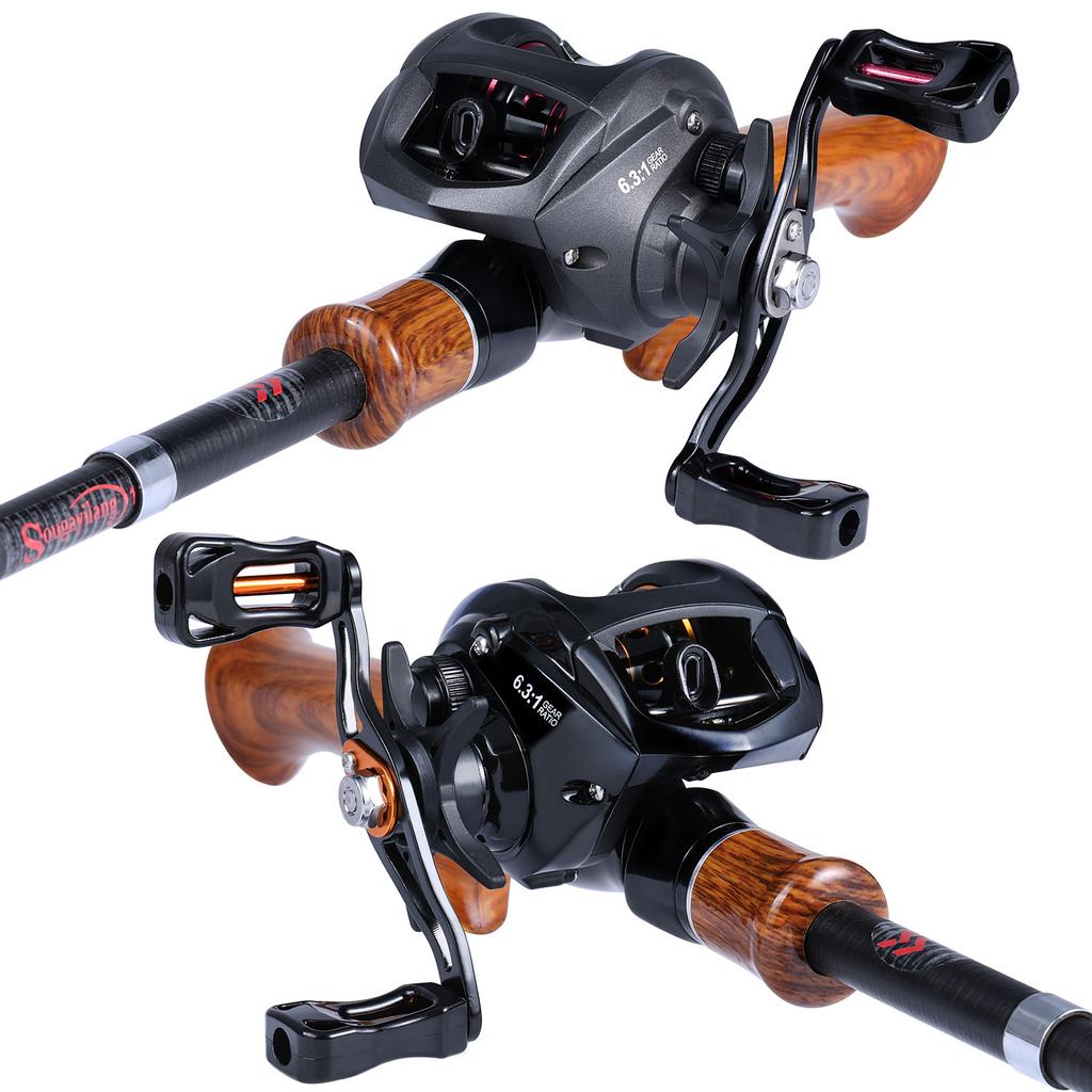 SOUGAYILANG Рыболовный набор, спиннинг, литейная удочка с спиннинговой катушкой, катушка для приманки, полный набор, сумка-переноска, приманка для лески
