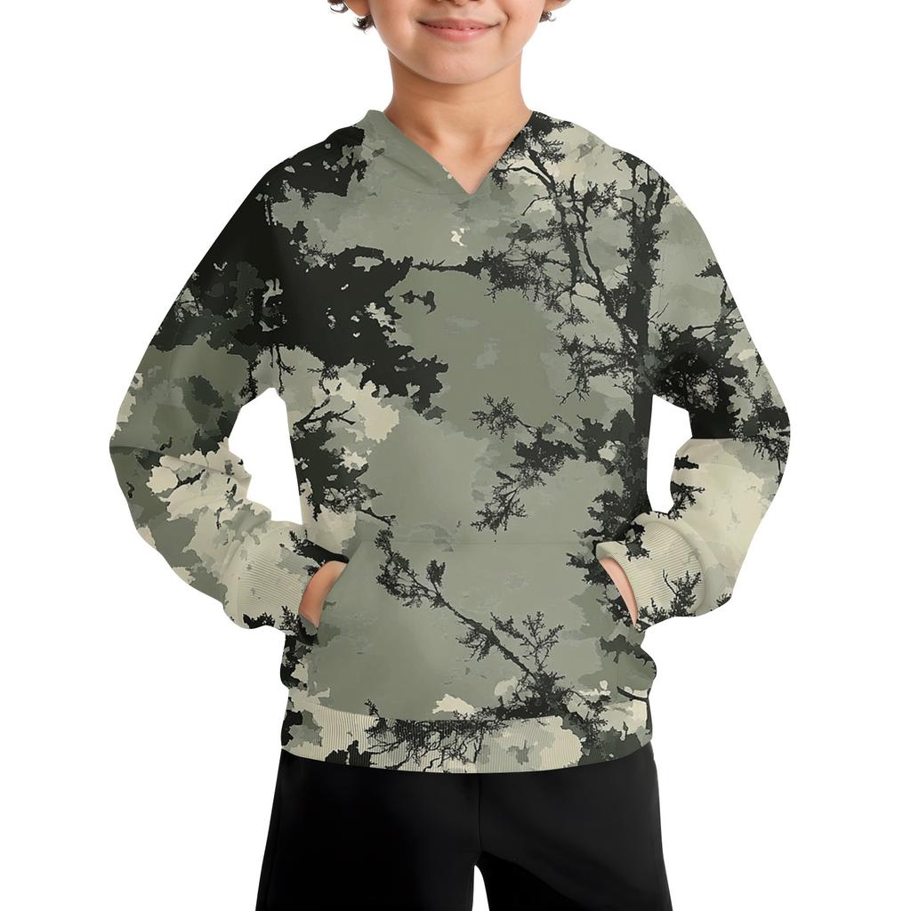 Boys Casual Fashion Long Sleeve Hooded Pocket Sweatshirt