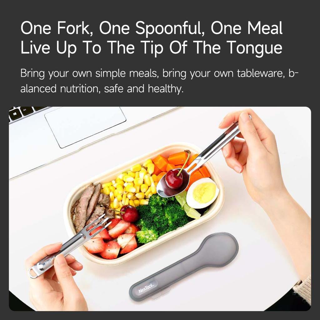 Набор столовых приборов Xiaomi Nextool, 2 шт./компл., стальной нож, вилка, ложка, столовые приборы для семейного путешествия, портативная посуда с ящиком для хранения, мини-посуда для пикника