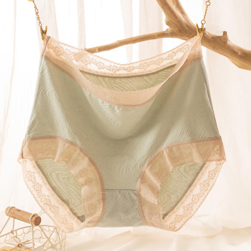 Women's High Waisted Underwear Large-sized Seamless Underwear Comfortable Underwear Women's Tight Belly Triangle Lace Breathable Underwear