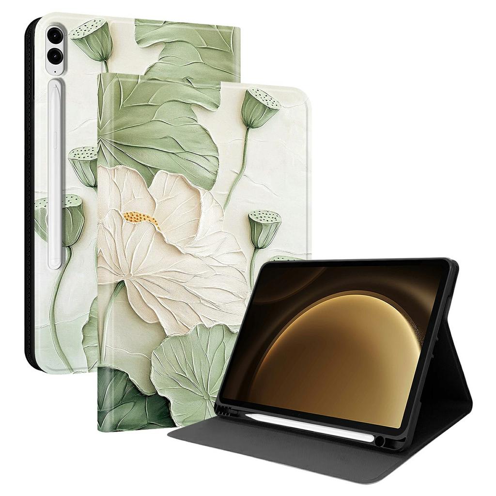 PU Leather Case For Samsung Galaxy Tab S10+ / Tab S9 FE+ Pattern Print Tablet Cover Stand with Pen Slot (Stylus Not Included)