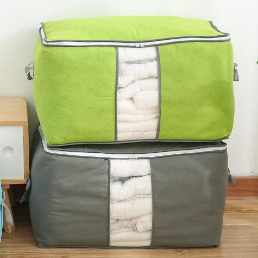 with Reinforced Handle Clothes Storage Bag Foldable Cotton Quilt Bags  For Blankets Bedding
