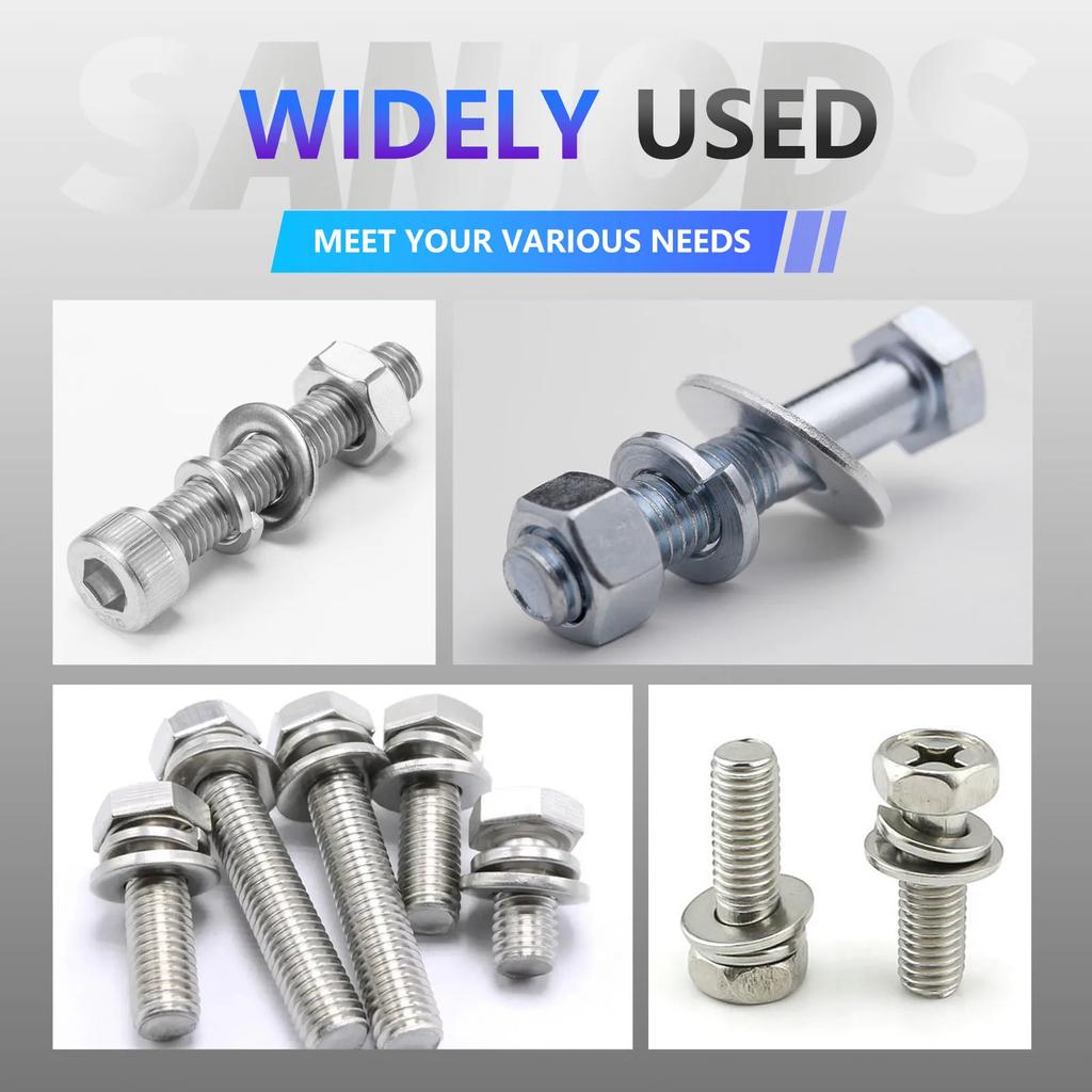 Набор шайб из нержавеющей стали – M3-M10 Стопорные и плоские шайбы