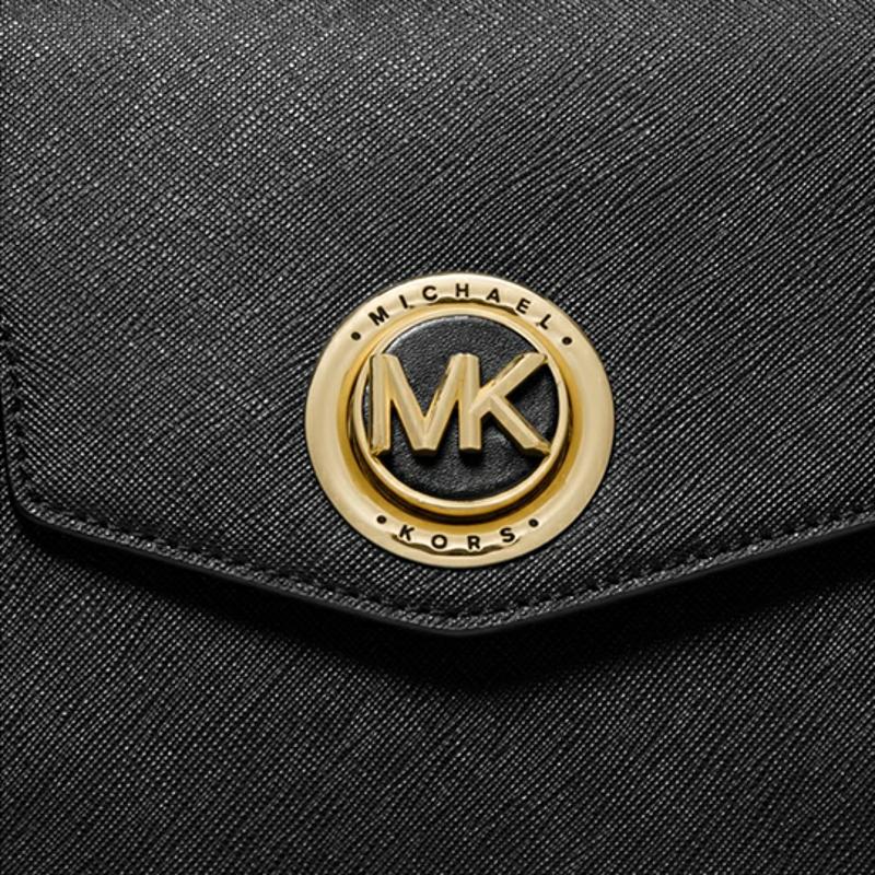 Michael Kors Кармен однотонная городская сумка через плечо с логотипом-буквой из спилка коровьей кожи большого размера женская черная