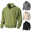 Men's Solid-color Casual Fleece Fleece Hoodie, Men's Sports Long-sleeved Zipper Cardigan Stand-up Collar Jacket